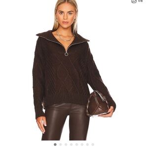 Sndys Revolve Dark Brown quarter zip Neck Sweater